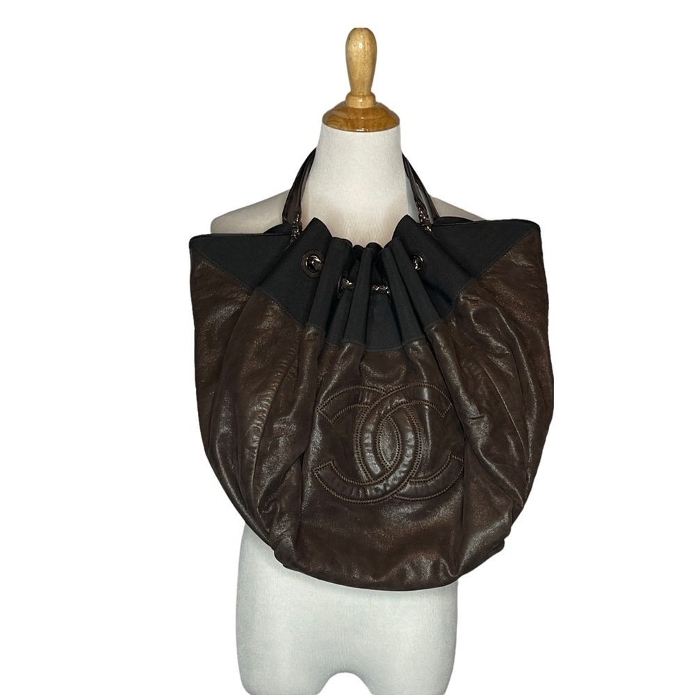 Stretch Spirit Large Cabas Hobo Bag brown lambskin leather - Picture 5 of 16